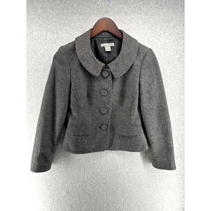 Ann Taylor Petites Womens Jacket Size 0P Dark Gray Long Sleeve Full Button